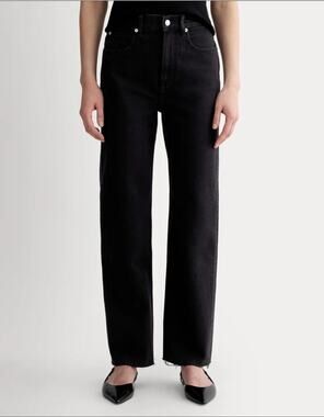 EVERLANE Womens The Way-High Jeans 33x30 US 16 Black Coal Straight Leg NWT